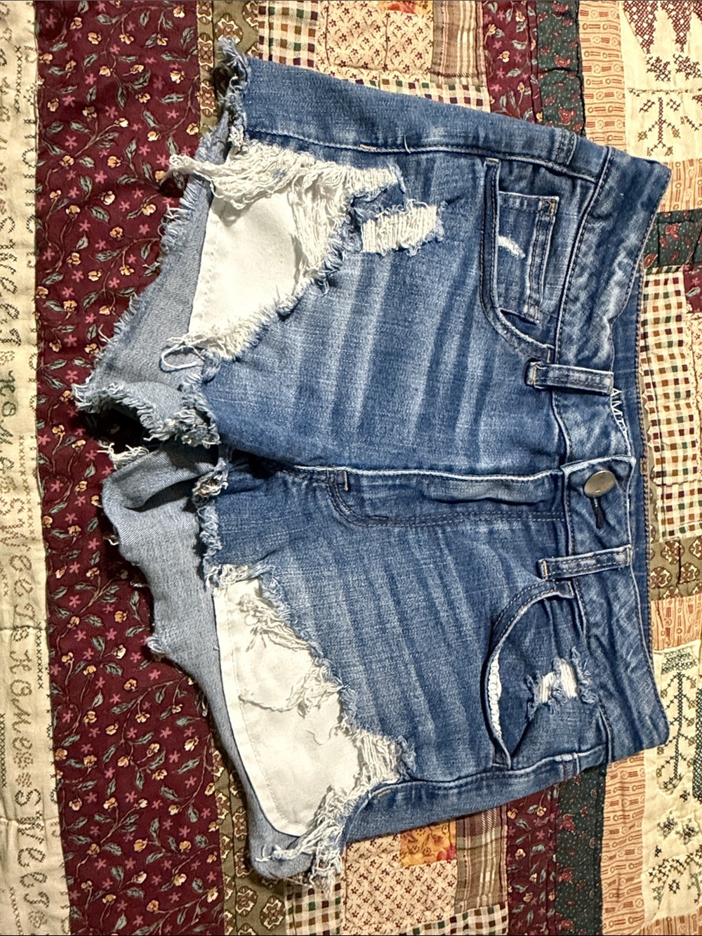 American Eagle Outfitters Distressed Light Blue Jean Shorts